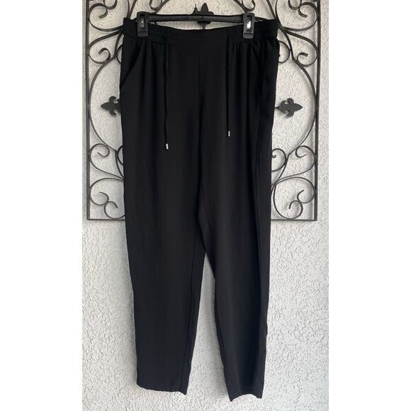 Eileen Fisher Straight Silk Straight Leg Ankle Pants - Small - Black - Picture 1 of 7